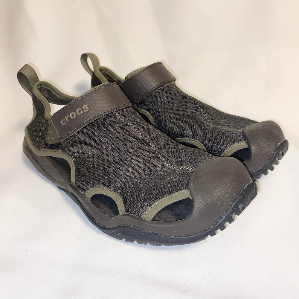 Crocs Swiftwater Brown (Sz 8) Fit Mesh Deck Water Fishing Sandals Mens
